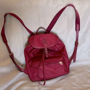 FURLA Mini Backpack 12x11x4.5 Nylon Authentic Red